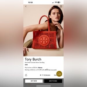 NWT Tory Burch Small Rafia Tote